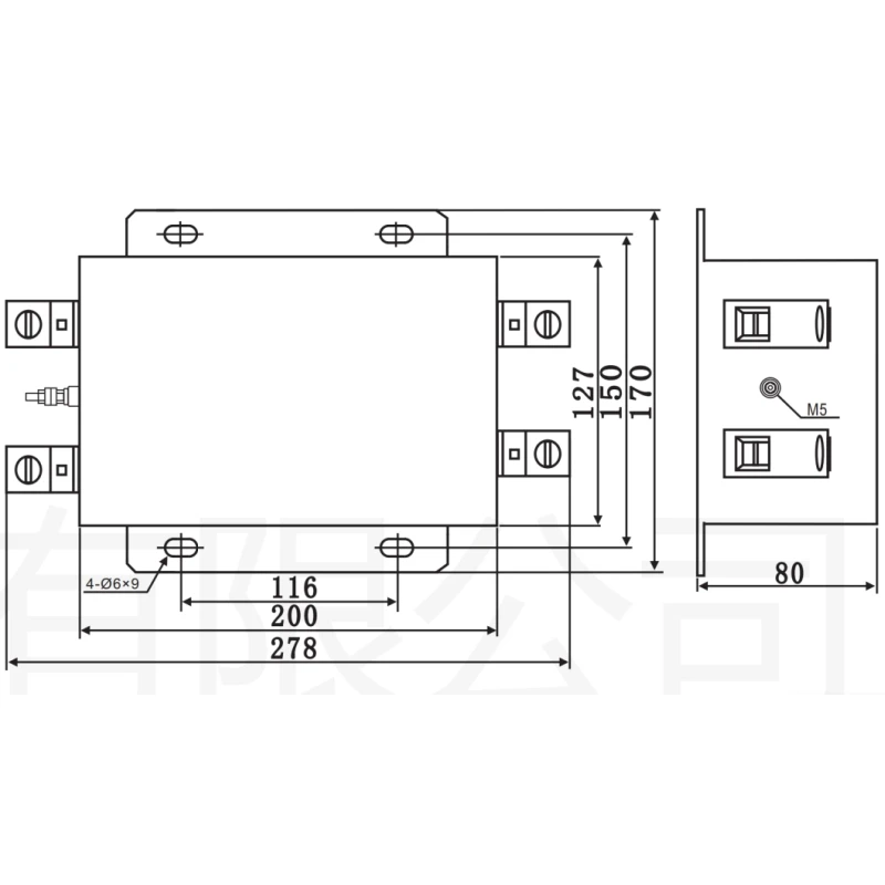 EMI FILTER SGAT7-100A2 Single phase European terminal block high performance filter 100A 250VAC 50/60HZ  25/085/21