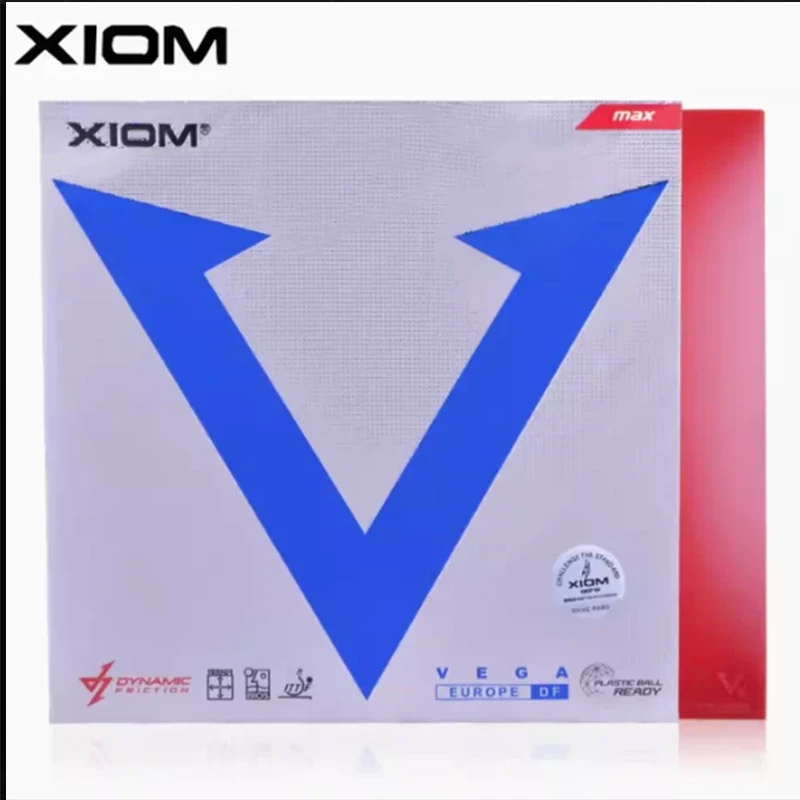 XIOM VEGA EUROPE DF Table Tennis Rubber 79-050 Non Tacky Pimples in Middle Hard Dynamic Friction Rubber for New Material