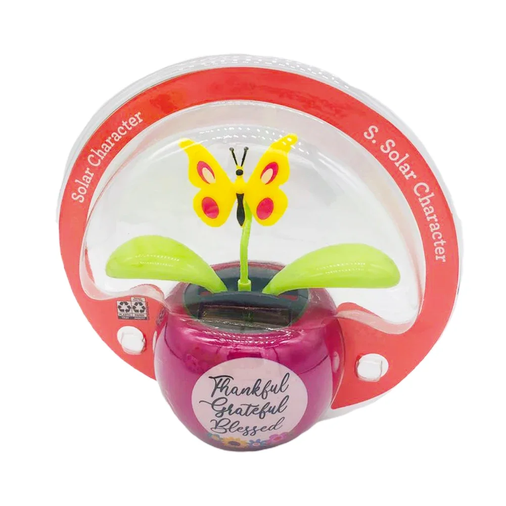 Solar Powered Dancing Flower Sunflower Swinging Butterfly Flip Flap Animated Bobbleheads Dancer Toy Desk Dashboard Decorations