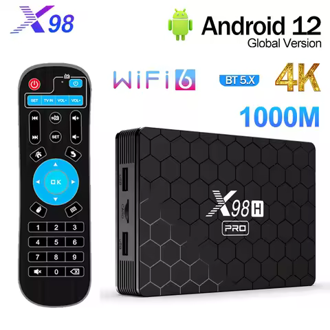 Original X98H Pro 1000M Smart TV Box Android12 Allwiner H618 4K HDR10+ AV 2.4G/5G Wifi 6 BT5.0 HDR Netflix Youtube TV Prefix