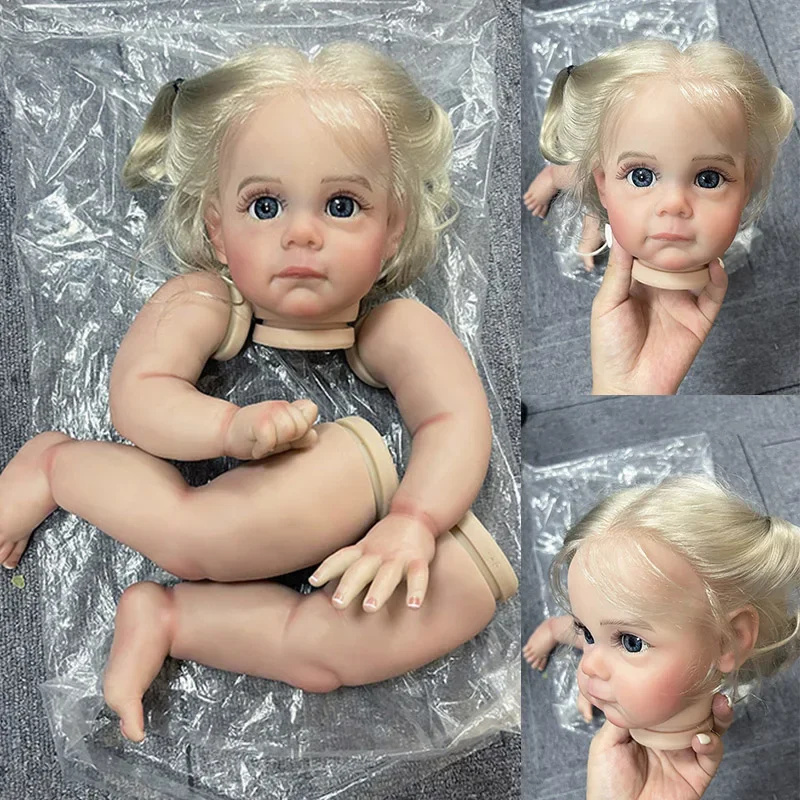 21inch Reborn Doll Kits Maggi  Unassembled DIY Already Painted Doll Parts with Body and Blue Eyes