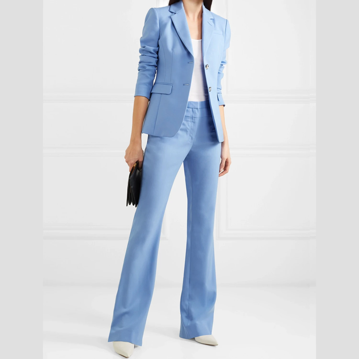 

Allingentle Flat Collar Women's 2 Piece Set Business Suit Elegant Pantsuit Set for Party Office Outfits Customize