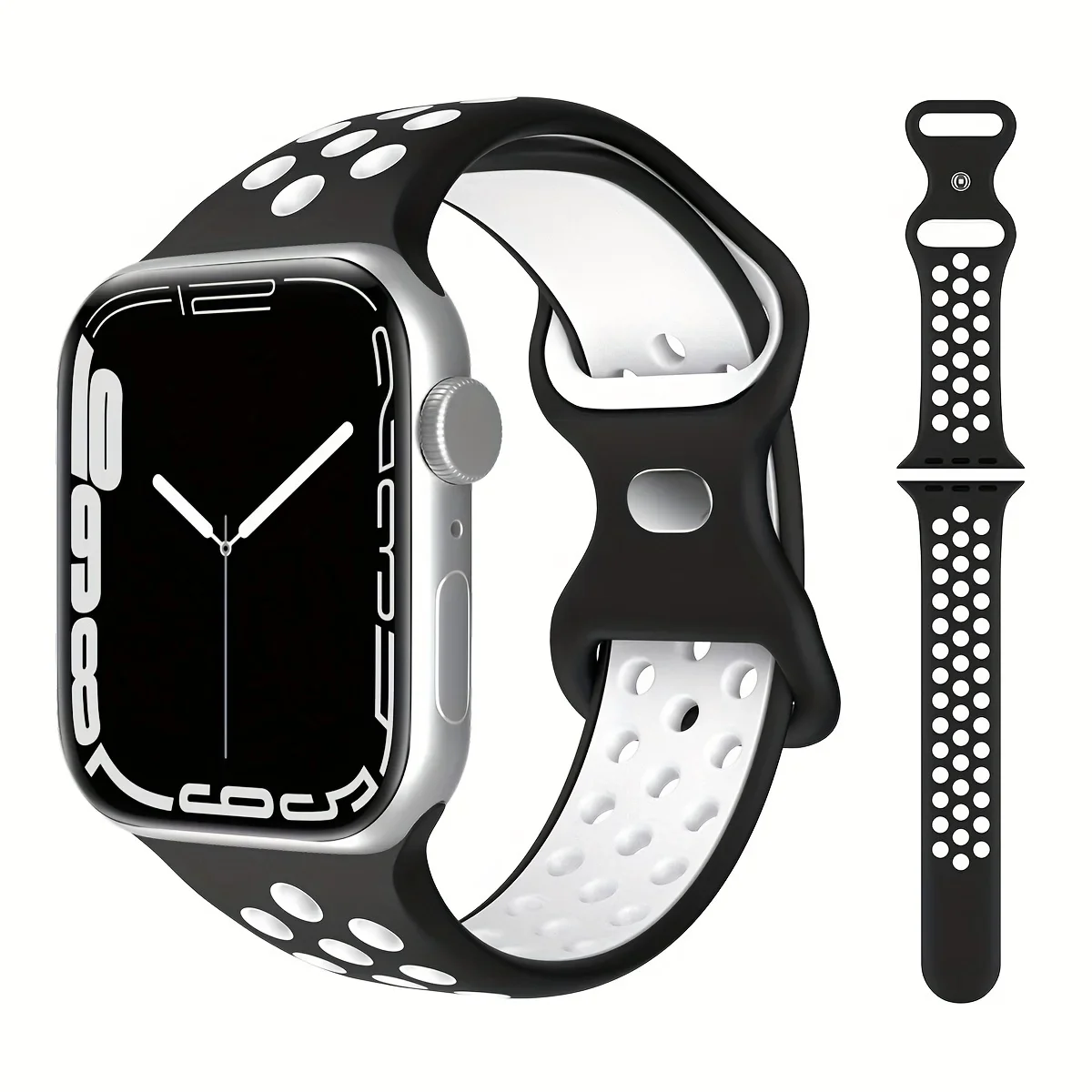 

Силиконовый ремешок для Apple Watch Band 44 мм 45 мм 40 мм 41 мм 42 мм 45 44 мм мужской спортивный браслет IWatch Series 9 8 SE 7 6 Ultra 2 49 мм