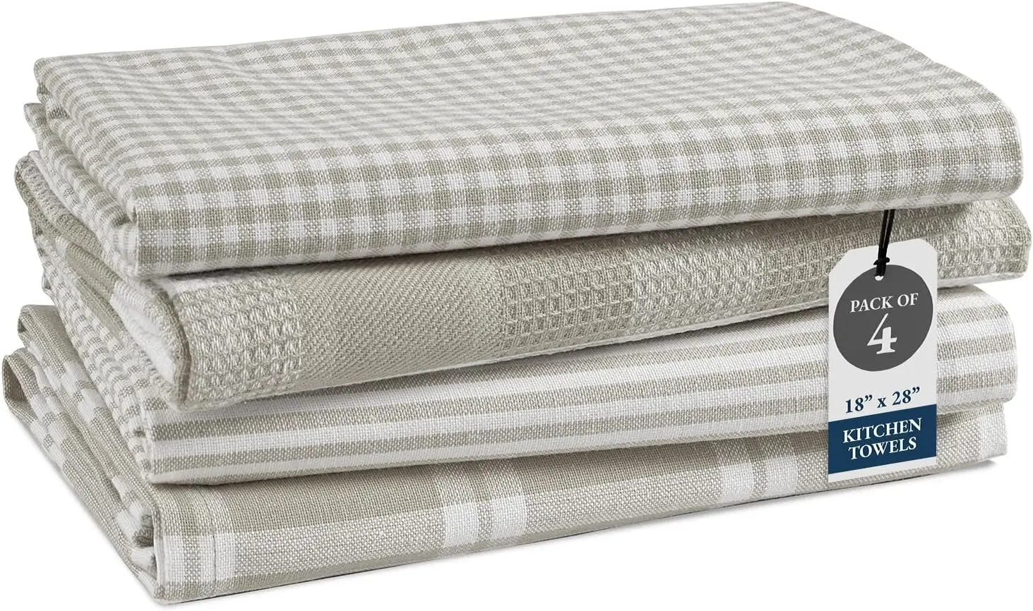 

4-Pack Cotton Kitchen Towels, Absorbent & Quick-Drying Dish Towels, 18" x 28", Slate Grey