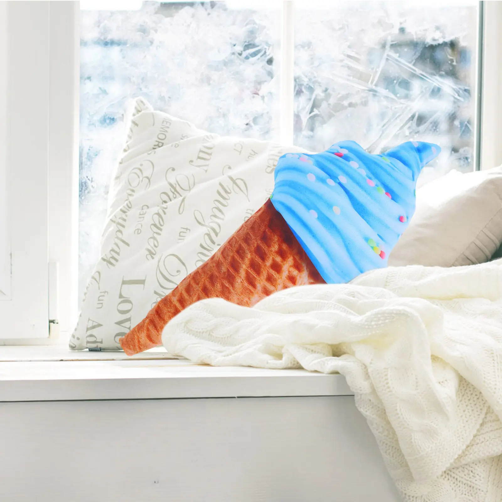 

Ice Cream Pillow Stuffed Adorable Comfortable Sofa Throw Pillow Bedroom Decor Cartoon Cone Cushion Hugging Soft Decorative