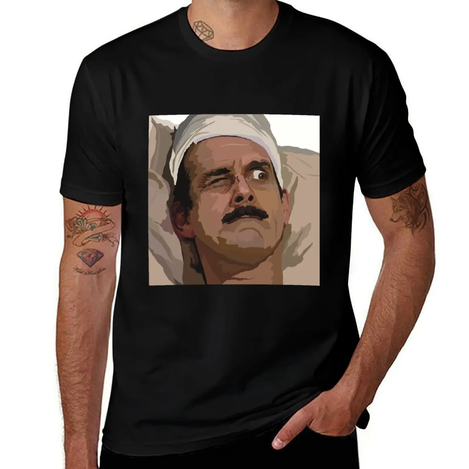 Fawlty Towers Basil Fawlty John Cleese Don’t Mention The War original illustration design T-Shirt