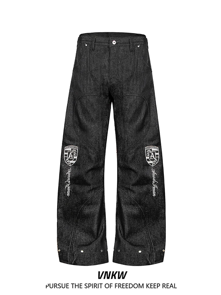 Jeans Americanos de Alta Qualidade na Cor Original para Homens e Mulheres, Outono/Inverno, Corte Solto, Estilo High Street, C...