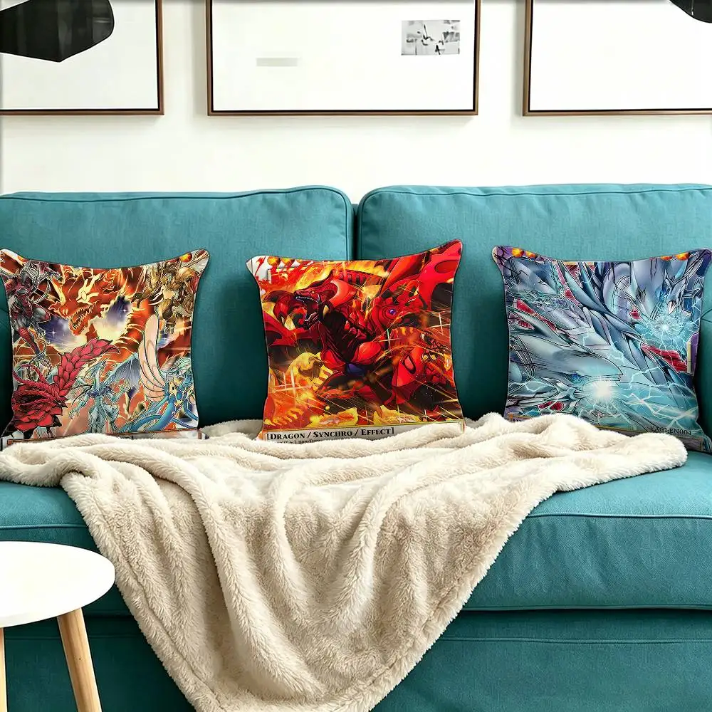 Y-Yu-Gi-Oh Victory Dragon Square Double-Sided printed Pillow Case Bedroom Bedside Pillow Sofa Cushion Cover