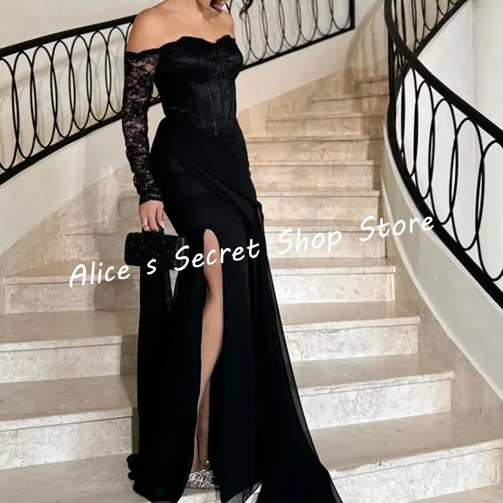 

Classic Off Shoulder Appliquined Lace Mermaid Formal Evening Dresses Birthday Party Prom Gowns Customized