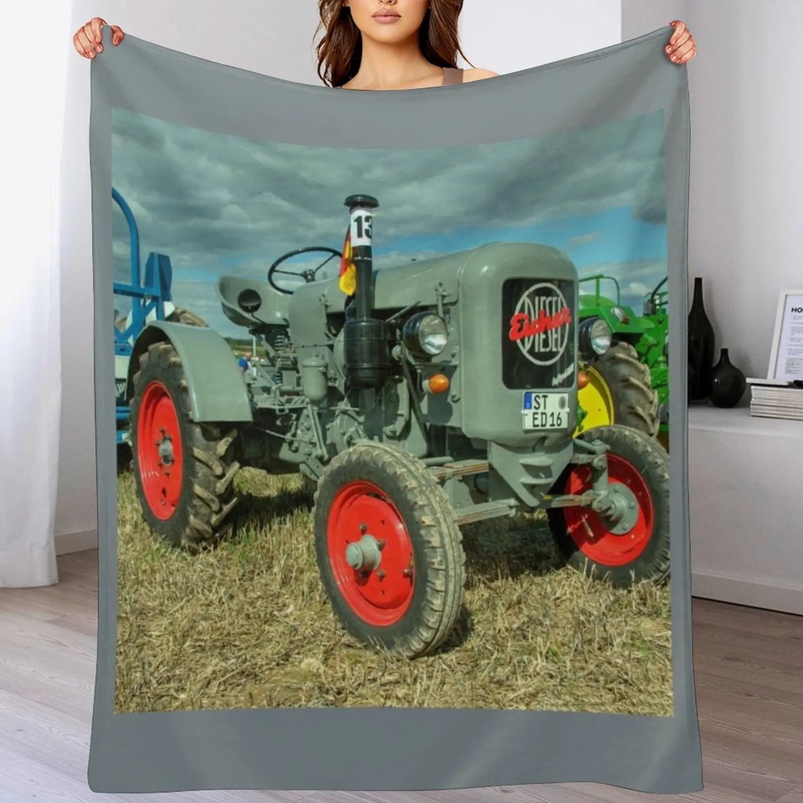 

Eicher Diesel Tractor Throw Blanket funny gift Soft Blankets For Sofas Flannels Blankets