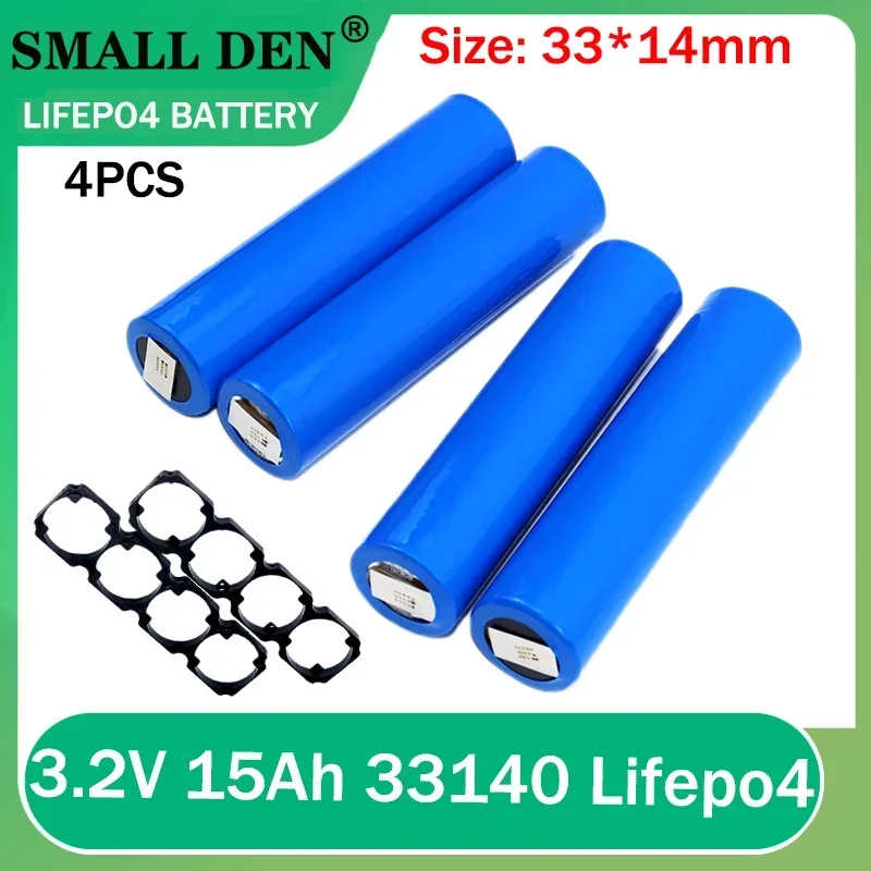 

4PCS 3.2V 15Ah 33140 Lifepo4 battery + 1*4 battery pack holder 5C discharge DIY 12V/24V-30Ah/15Ah LiFePO4 battery pack + holder