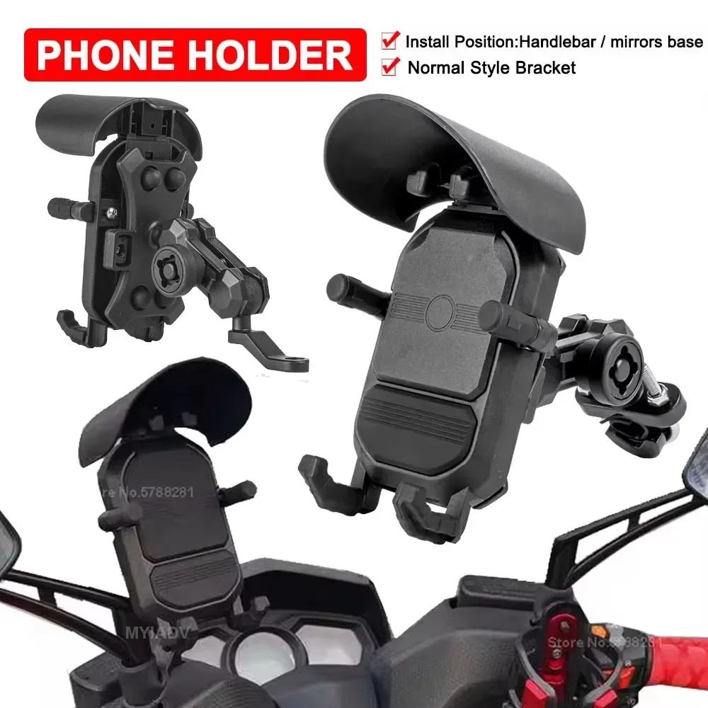 

Motorcycle Cell Phone Holder Universal Mobile Phone Cradle Mount Bracket With Hat Cover For Scooter Bike 19mm-33mm Handle Bar