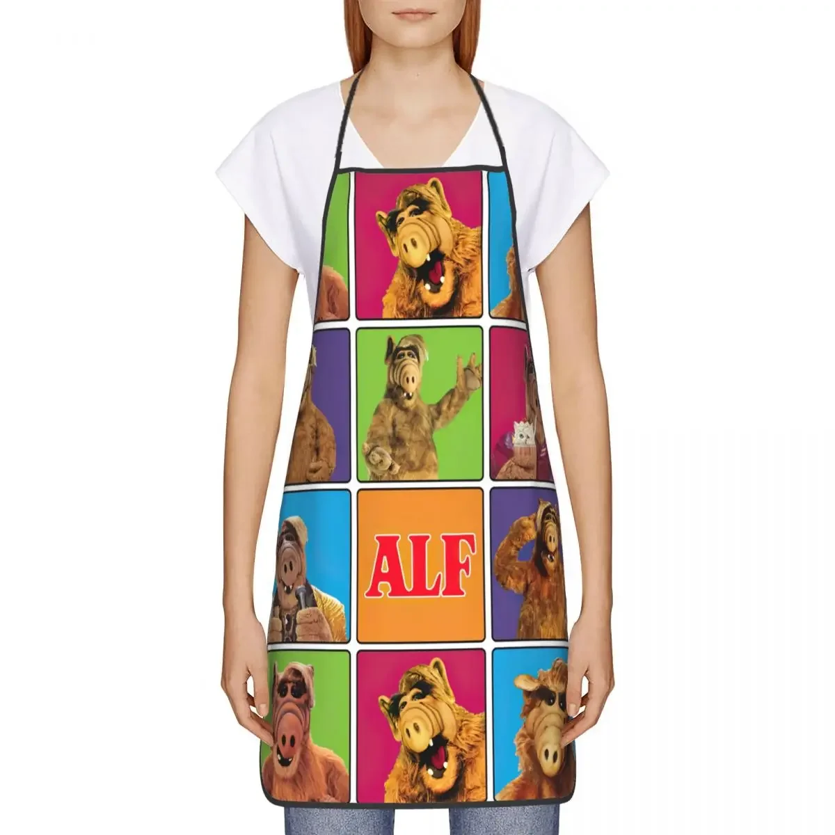 Alien Life Form Alf Meme Collage Apron Men Women Unisex Kitchen Chef Sci Fi TV Show Tablier Cuisine for Cooking Baking Gardening