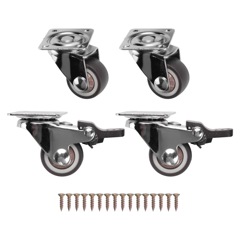 1 Set Of 4 Furniture Castors 25 Mm - Heavy Duty Castors Roller Trace-Free - Small Castors For Indoor And Outdoor Us