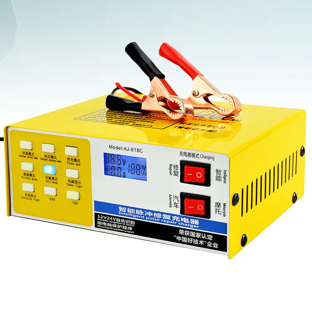 

Car Battery Charger 12/24V Repair For Motorcycle Truck Gel Battery Maintenance Free Ups Wet Yellow
