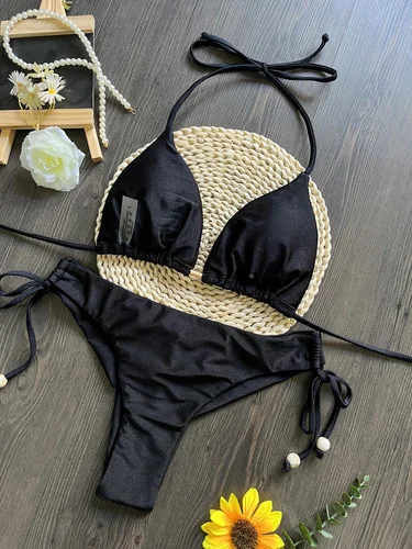 Imagen 2 del producto RUOTONSEPT-Conjunto de Bikini estilo vendaje con cuerda trenzada para mujer, traje de baño Sexy de dos piezas, traje de baño triangular, bikinis brasileños