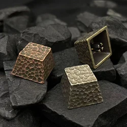 1PC Engraveds Copper keycaps Vintage Meteorite Crater Handmade Keycaps Cherrys Artisans Metal Key Caps for Mechanical Keyboards