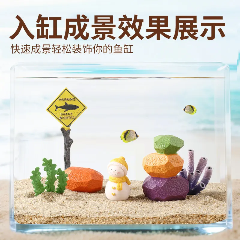 Fish Tank Hideout Houses Simulated Colorful St Small Decorative Ceramic Ornaments Complete Set Of Landscaping Stacking