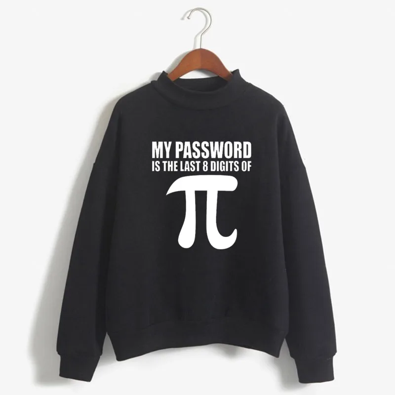 

My Password Is The Last 8 Digits of pi Print Woman Sweatshirts Sweet O-neck Knitted Pullovers Autumn Candy Color Women Clothing