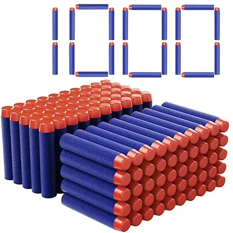 Balas de cabeça redonda para Blasters Série Nerf, Recarga Dardos, Crianças Toy Gun Acessórios, Azul Sólido, 7,2 cm, 1000 Pcs, 400 Pcs, 300 Pcs, 200 Pcs, 100Pcs