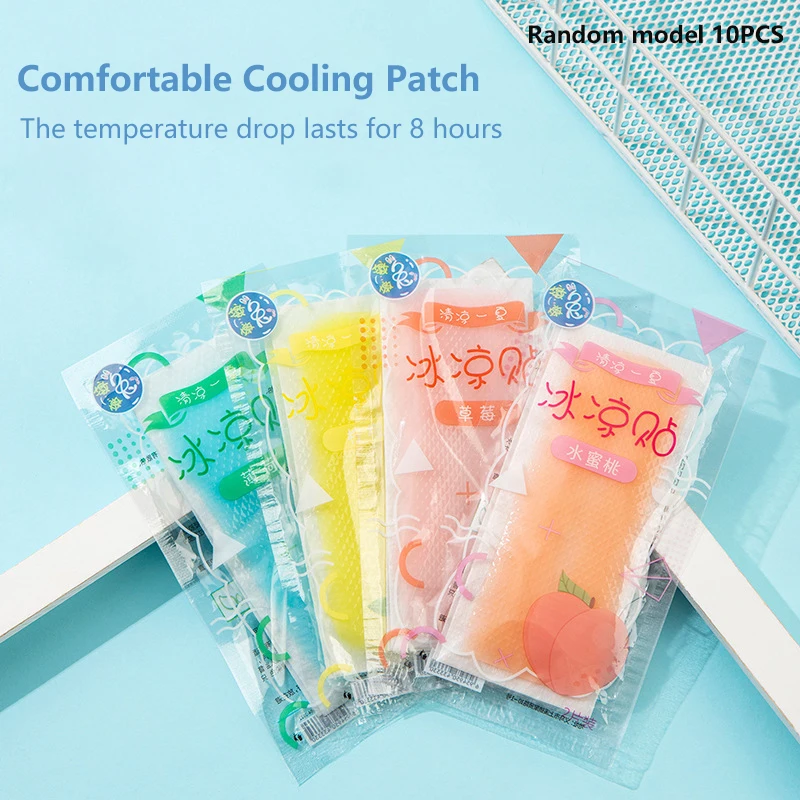 10PCS Summer Phone Cooling Patches Ice Cooler Sheet For Baby Kids Adult Headache Relieve Patch Lower Temperature Ice Gel Sticker