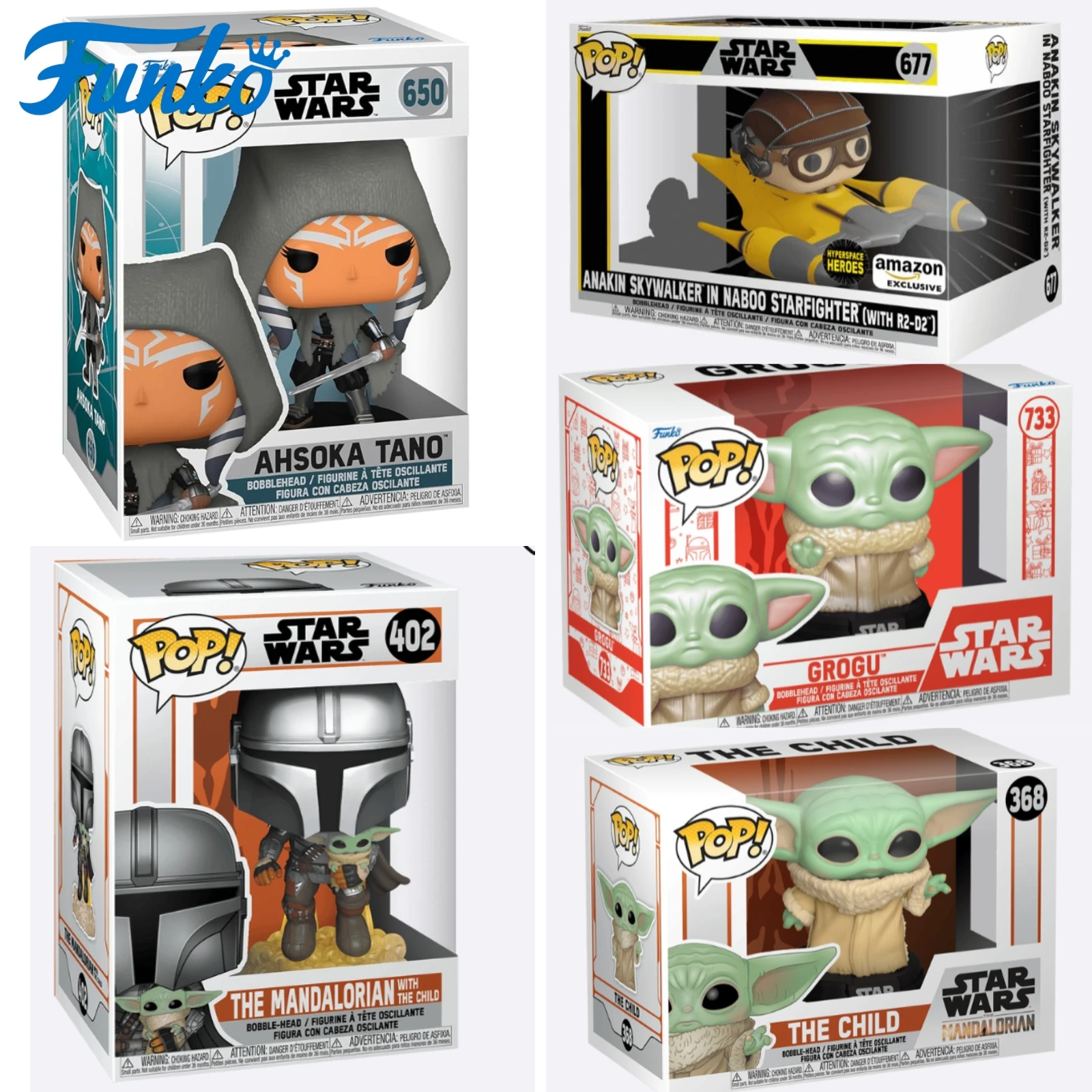 

Funko Pop Original Star Wars: Mandalorian Grogu Ahsoka Tano Dual Lightsabers Anime Toys Collectibles Gifts for Child Festival
