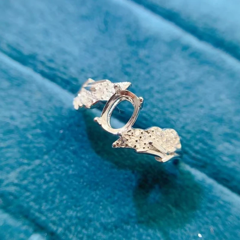 

Pure 925 Silver Wing Ring Setting 5mm*7mm Oval Gemstone Ring Setting Wholesale Price Silver Jewelry DIY Supplier