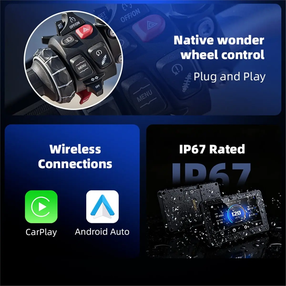 SCLS 5 Inch Monitor for R1200GS ADV/ R1250GS ADV/S1000XR Motorcycle GPS Navigation Carplay Android Auto Motorbike Monitor