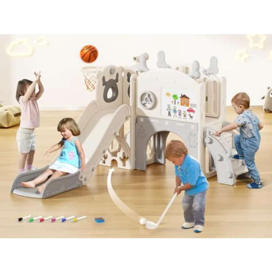 

Игровой набор 10 в 1 для малышей с доской для рисования, набор для гольфа, место для хранения баскетбольного кольца для детей от 1 до 3 лет, пластик для использования в помещении и на открытом воздухе