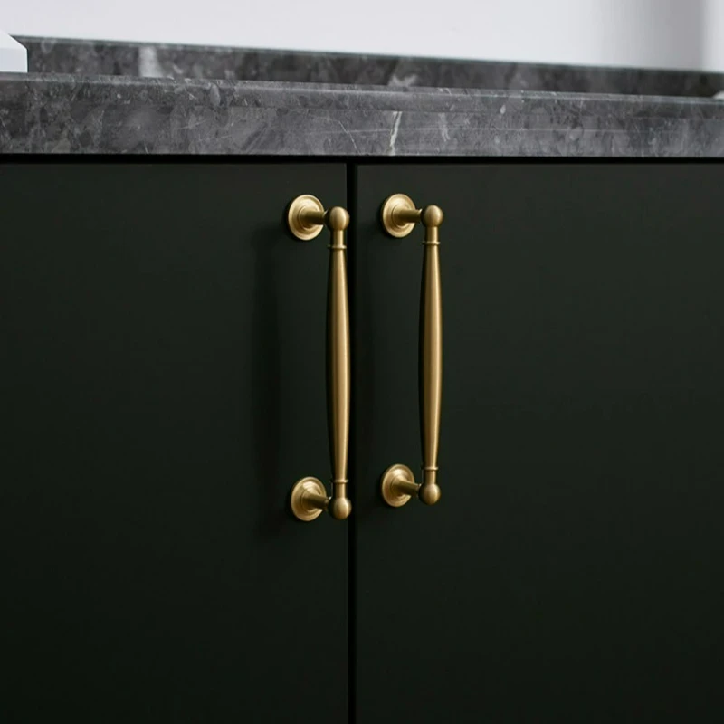 New High-end French Light Luxury Wardrobe Door Handle Cabinet with Simple European Personality Gold Double Hole Handle