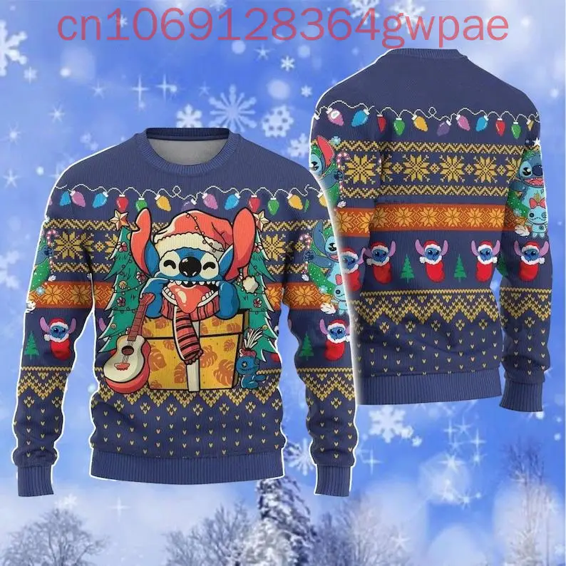 Disney Merry Stitchmas Ugly Christmas Sweater Funny Blue Alien Dog Xmas Sweatshirt Christmas Gift For Men Women Blue Monste