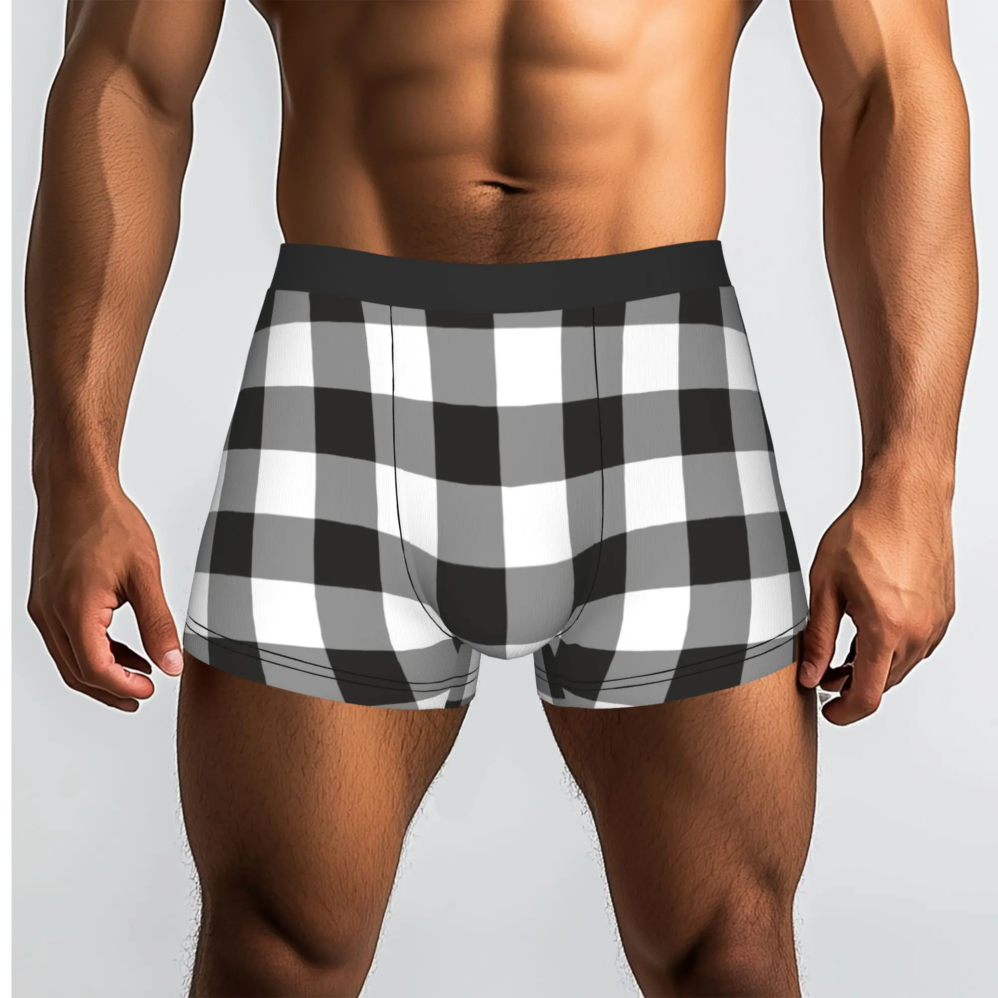 Custom Funny Check Plaid Fabric Texture Tartan Pattern Boxers Shorts Panties Male Underpants Comfortable  Briefs Underwear