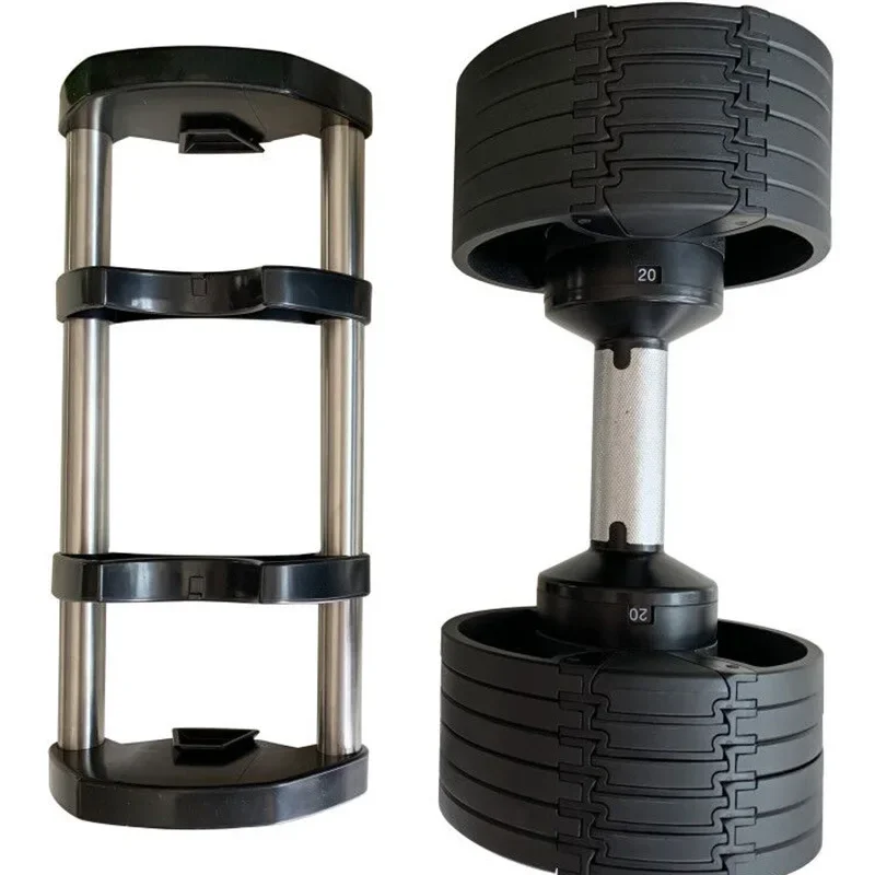 New Product Gym Dumbbel Weight 24 Kg Self-adjustable Weight Black Rubber Dumbbell Set Exercises Arm Strength