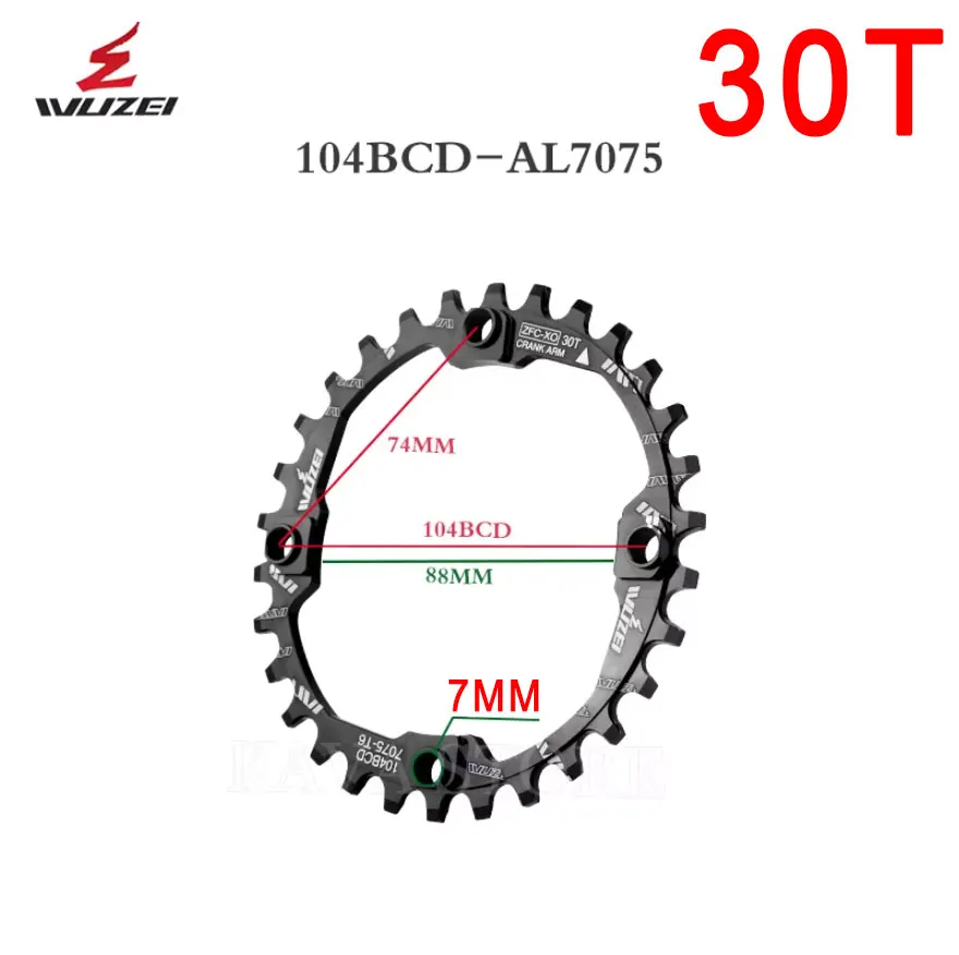 Wuzei 104BCD MTB Chainring Narrow Wide 104 BCD Crown Mountain Bike Sprocket 30 32 34 36 38 40 42T Bicycle Star Bike Chainwheel