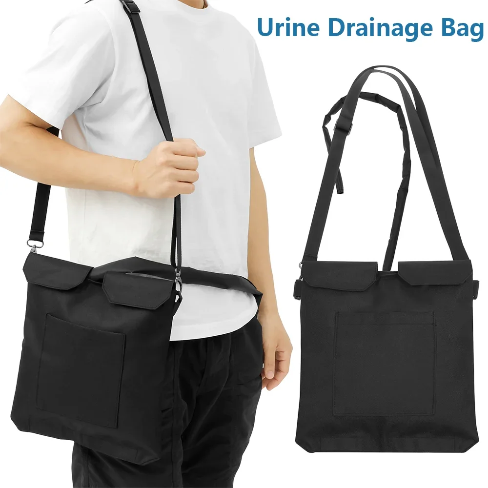 Urine Drainage Bag Holder Nylon Catheter Privacy Cover with Pipe Sleeve and Adjustable Strap for 1000 to 2000ml Drainage Bag