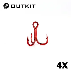 OUTKIT 10pcs 4x Strong Super Sharp Round Treble Hook Antirust High Carbon Steel 2 4 6 8# Sea Treble Hooks Fishing Tackle