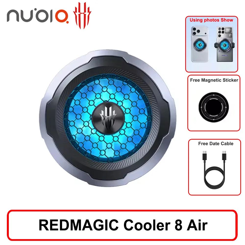 Nubia Red Magic 8Air Magnetic Phone Cooler 18W Semiconductor Cooling 65g Lightweight 21mm Ultra-thin Silent RGB Light Effect Coo