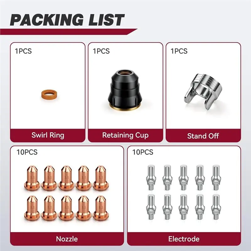 A36T-For CUT55 Model متوافق مع 23 قطعة IPT60 البلازما لمجموعة المواد الاستهلاكية لشعلة القاطع بما في ذلك. 045 "الملحقات #3