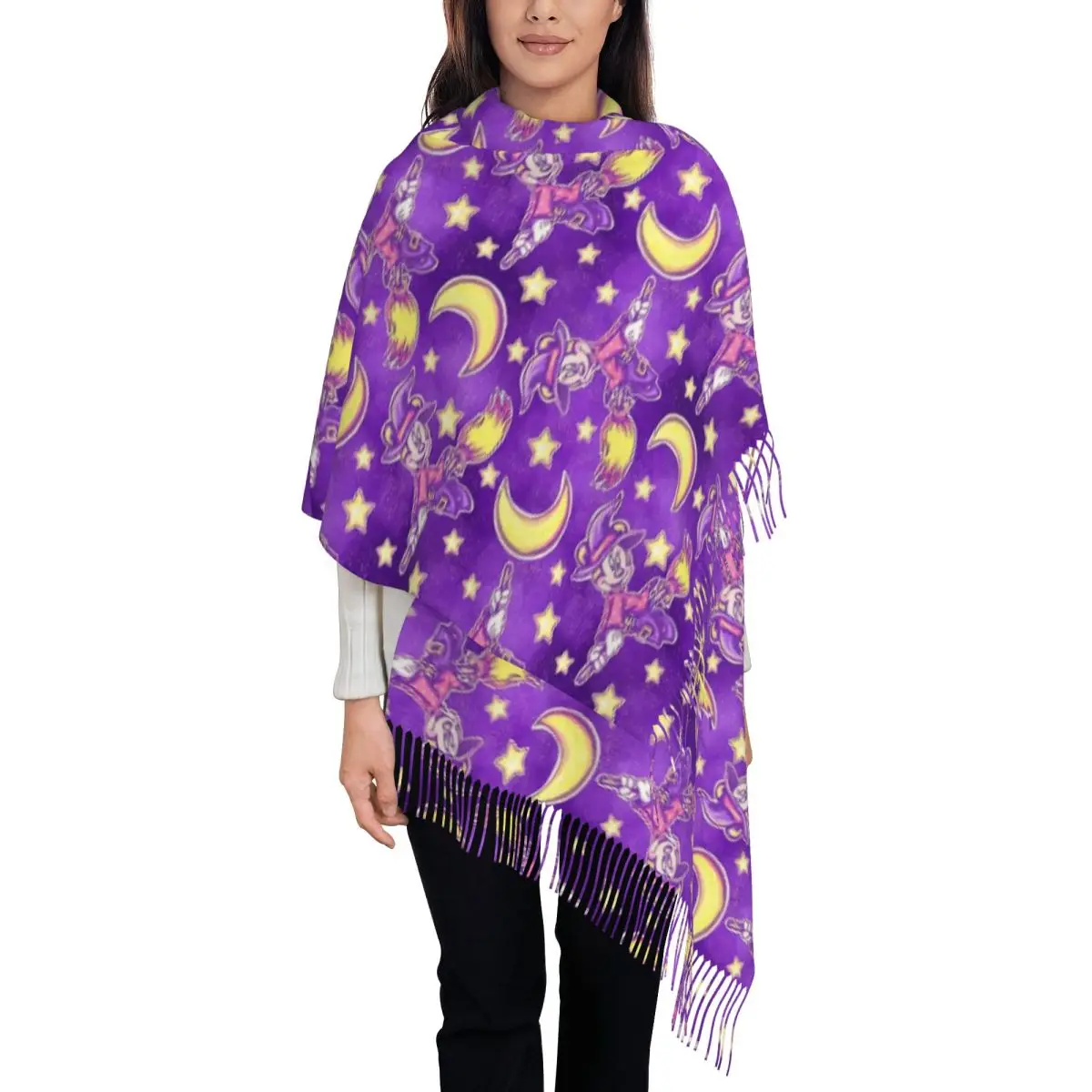 

Women's Scarf with Tassel Witch Minnie Mickey Fantasia Large Winter Warm Shawl and Wrap Gifts Cashmere Scarf