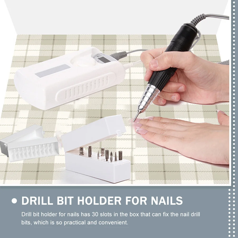 

2 Pcs Manicure Grinding Head Storage Box Nail Drill Bits Holder for Container White Tools Art
