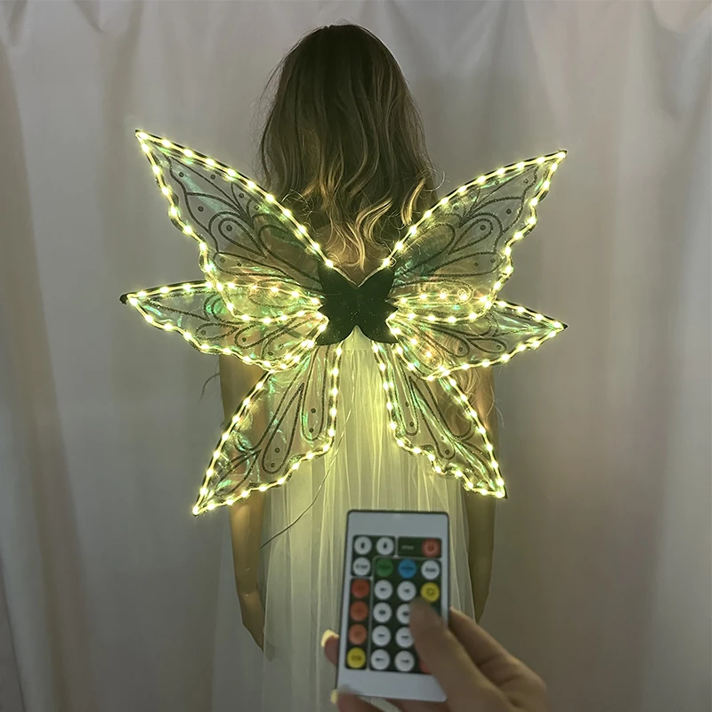 

New Design Wings Girls Women Cosplay Costumes Props Performance Dancing Supplies Glowing Colorful Wing App Remote Button Control