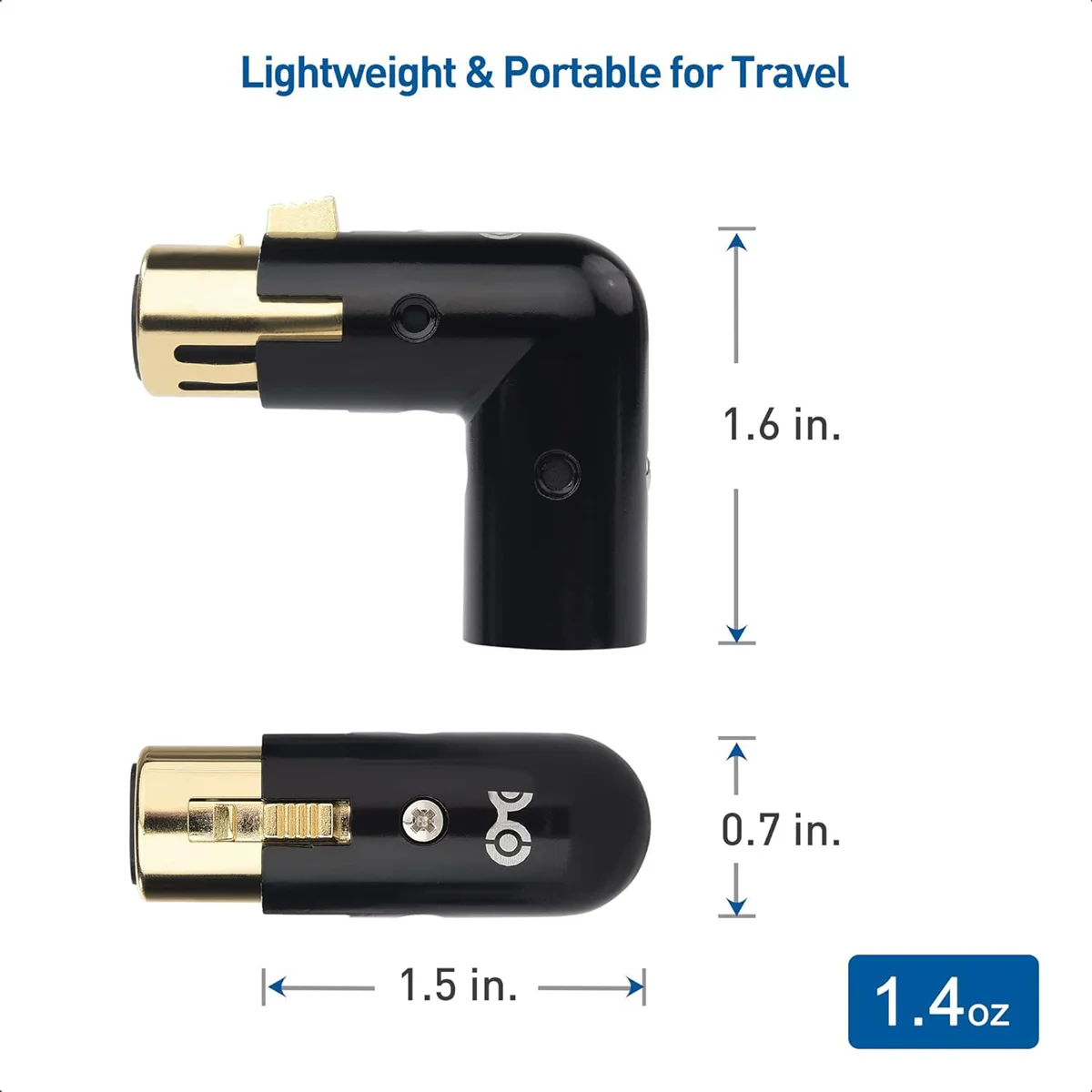 Adaptateur XLR mâle vers femelle à angle droit, prise audio réglable, 3 broches, noir, résistant, XLR 90, 2 pièces