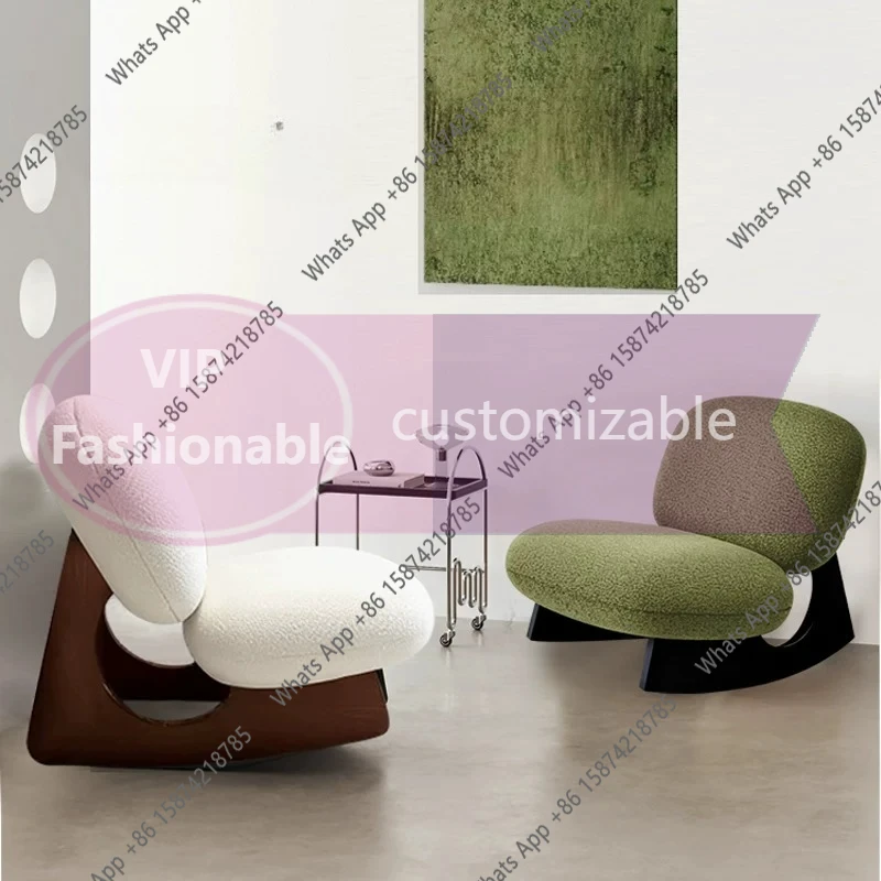 tY Mittelalterlicher Schaukelstuhl für kleine Wohnungen, Wohnzimmer, Schlafzimmer, Freizeitstuhl, Designer-Einzelsessel aus Massivholz N