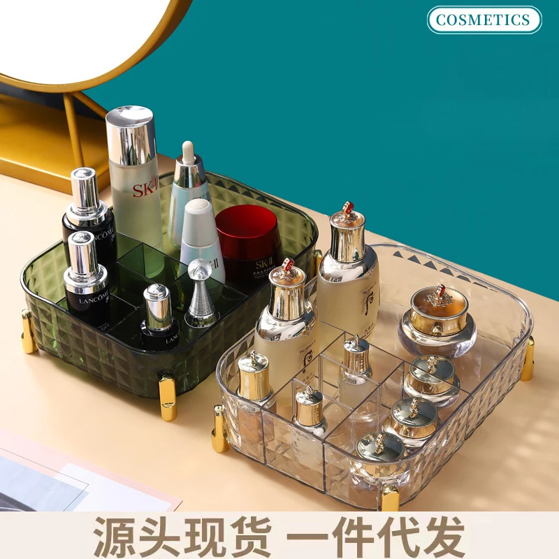 Transparent Storage box Light Luxury Cosmetic Storage Rack Desktop Cosmetic Storage Organizer Basket Shelf Bedroom Supplies