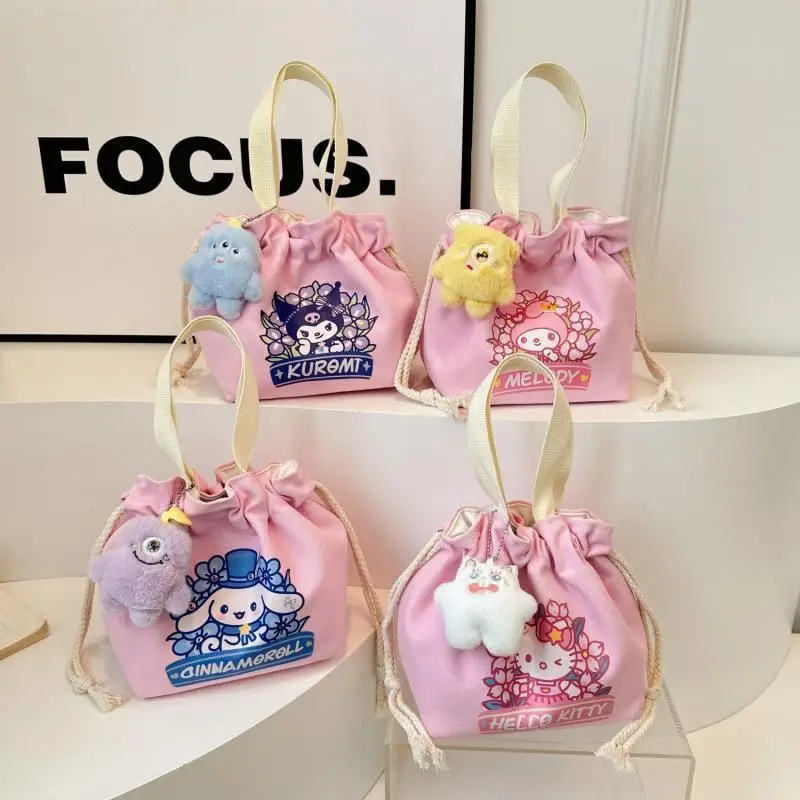 

Sanrio Anime Kawaii Ins Cinnamoroll Hello Kitty Canvas Clutch Bag Cute Cartoon Kuromi Sweet Coin Purse Storage Bag Gifts Toys