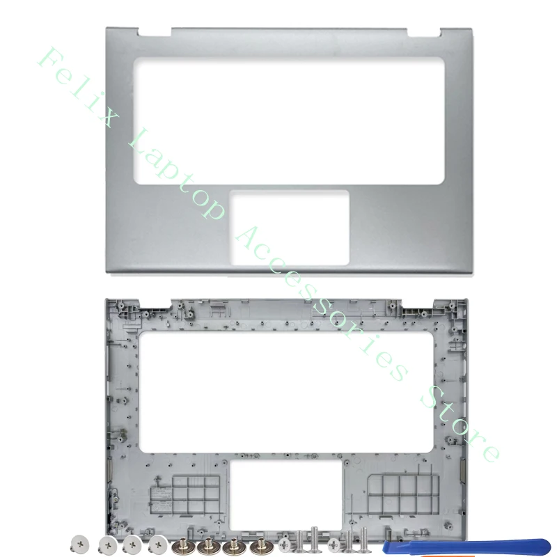 Dell-LCD Tampa Traseira, LCD Frente Bisel, Palm Almofada, Inferior Caso C Capa, Dell Inspiron 13 7347 7348 7359 Series, 0V5CHP, Prata, Novo