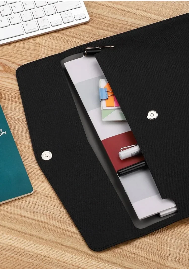 Business Multifunktionale Magnetische Ordner-Tasche mit Großer Kapazität A4 Leder-Aktenmappe Büro-Aufbewahrung Dokumententasche – Detail 4