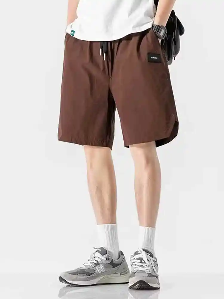 

Мужские летние брюки-капри из шелковистой ткани Cool Sensation Qui Dry Ice, свободного кроя, больших размеров, в американском стиле, трендовые