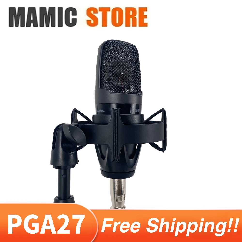 

Professional PGA27 PGA 27 Diaphragm Side-Address Cardioid Condenser Microphone Mic for Performance Live Podcast Studio Recording