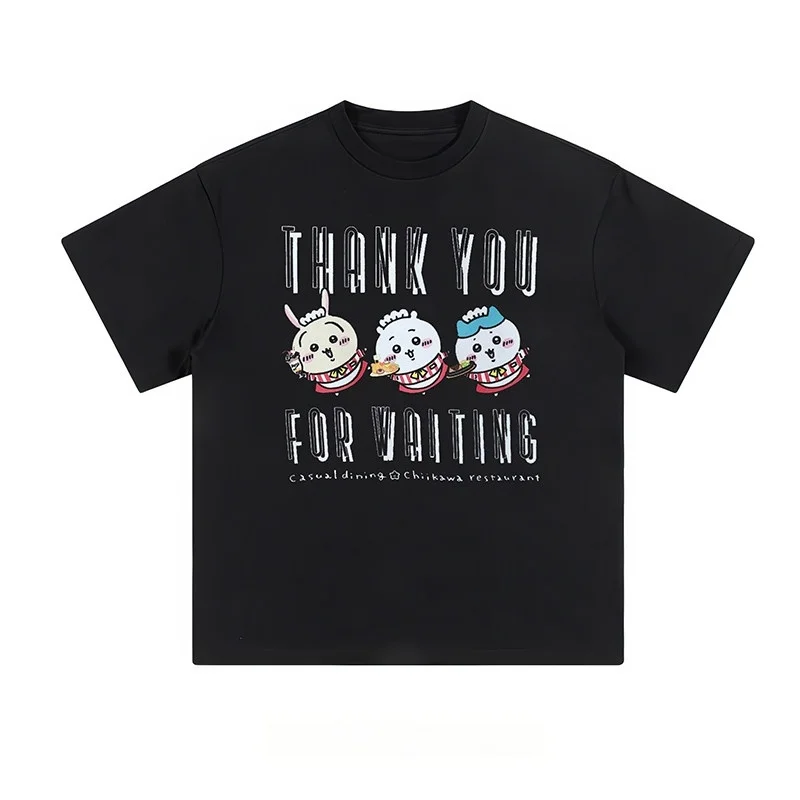 Chiikawa Hachiware Group Print T-shirt Unisex Short Sleeve O-Neck Kawaii Anime Vintage Cartoon Casual Streetwear Tops Men Women